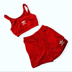 Custom Adidas crop top and short set